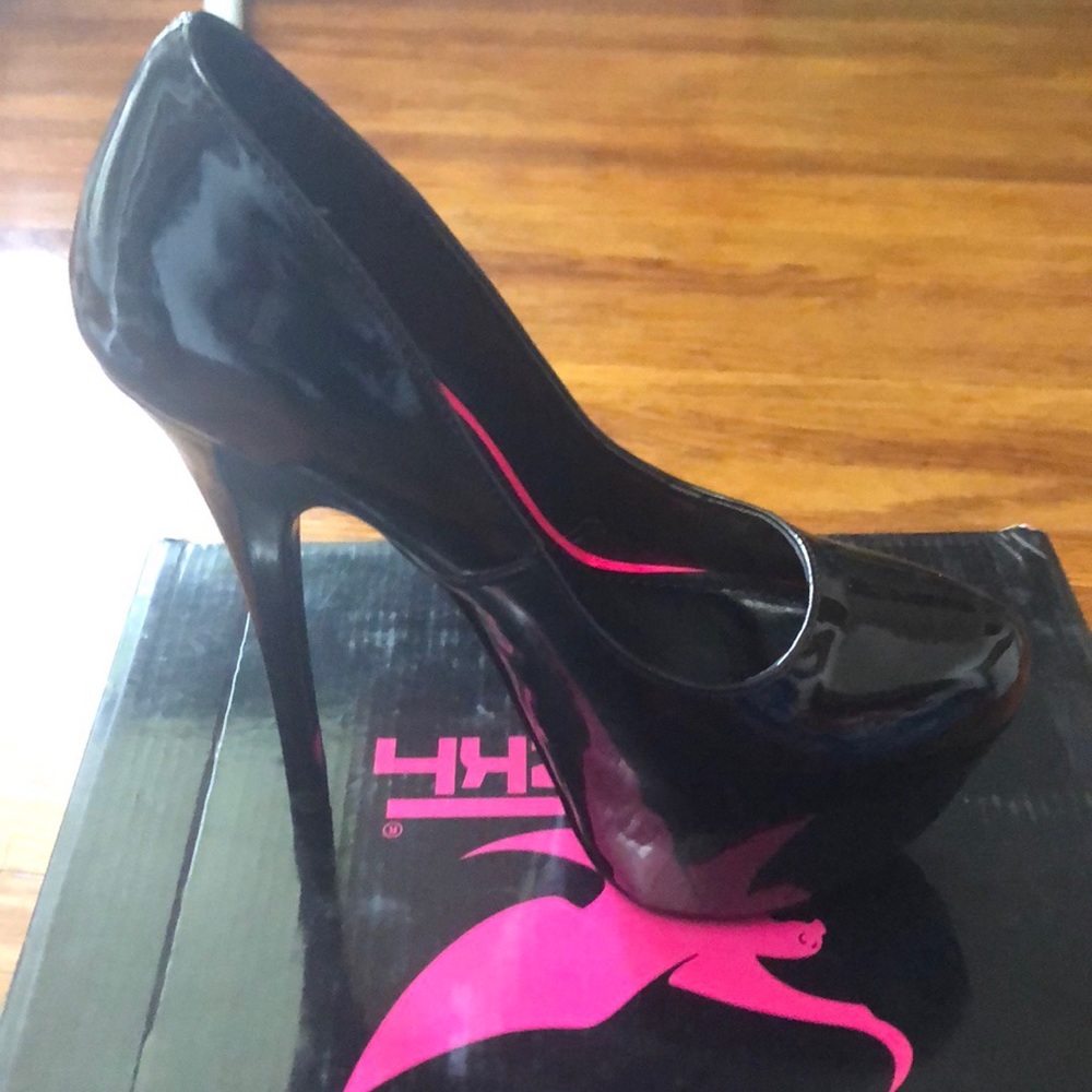 Black high heel platform shoes